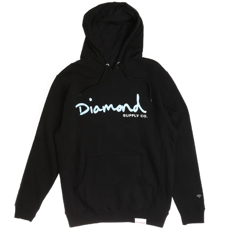 Premium T-shirts Diamond OG Script Hoodie - Black