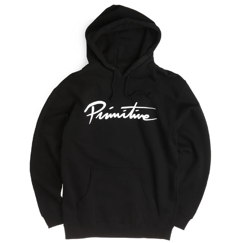 Winter Outfits Primitive Nuevo Script Pullover - Black