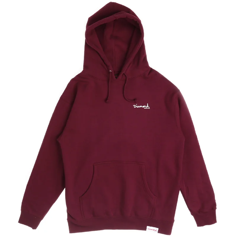 Street Outfit Diamond OG Script H17 Hoodie - Burgundy