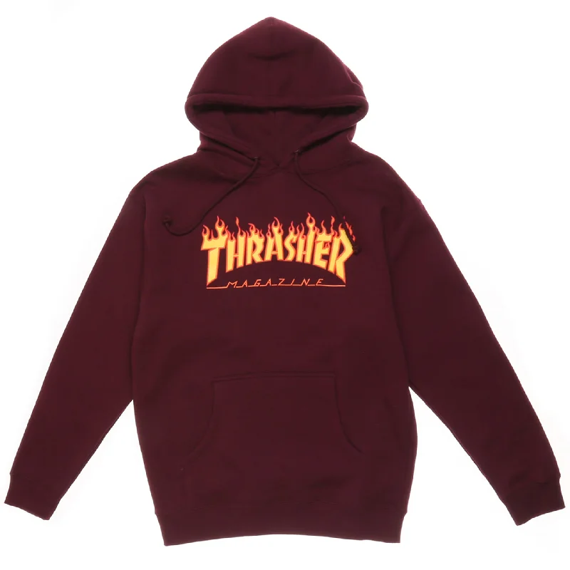 Relaxed Jackets Thrasher Flame Logo Hoodie - Maroon