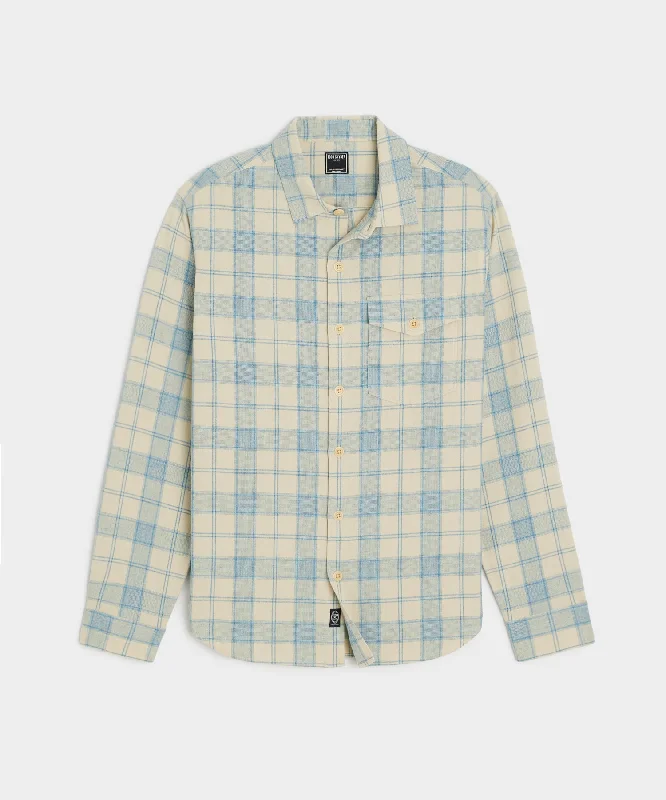 Peached Cotton Lodge Shirt in Blue Plaid