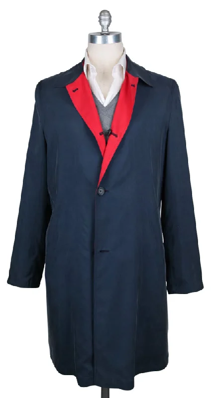 Kiton Navy Blue Reversible Raincoat