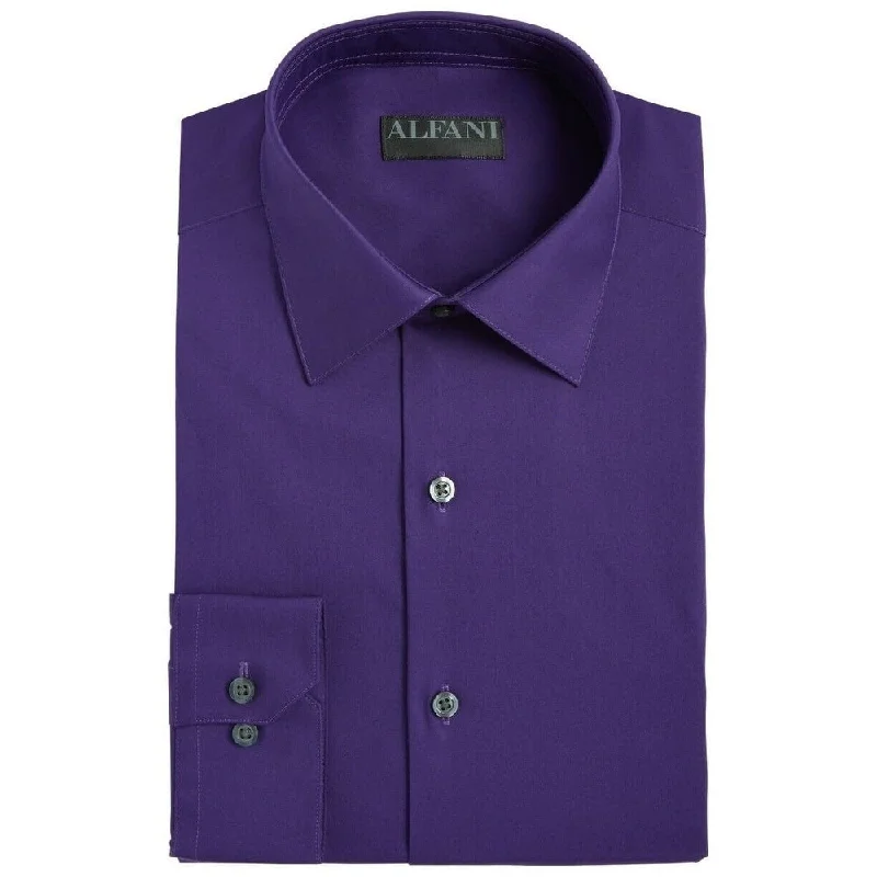 Alfani Men's Performance Stretch Easy-Care Solid Dress Shirt Pure Purple Size 14x32-33