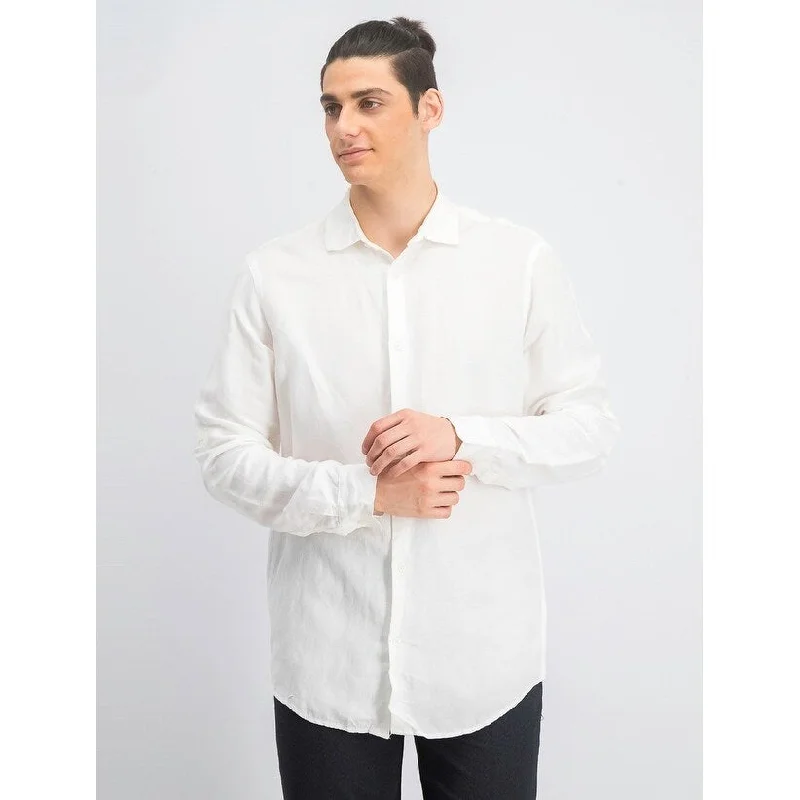 Alfani Men's Platoon Linen Shirt White Size Extra Large - X-Large