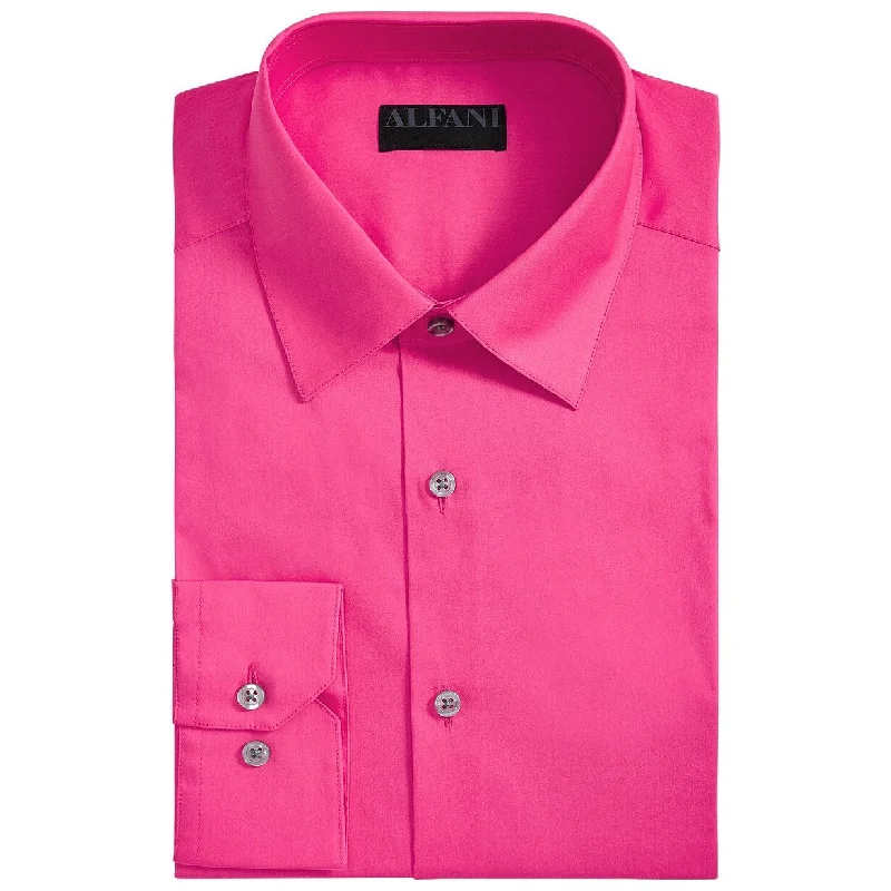 Alfani Men's Slim-Fit Performance Stretch Easy-Care Solid Dress Shirt Pink Size 34-35