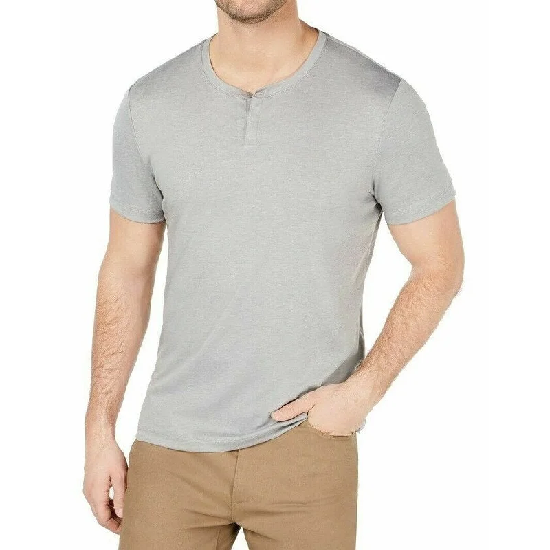 Alfani Men's Soft Touch Stretch Henley Gray Size Small