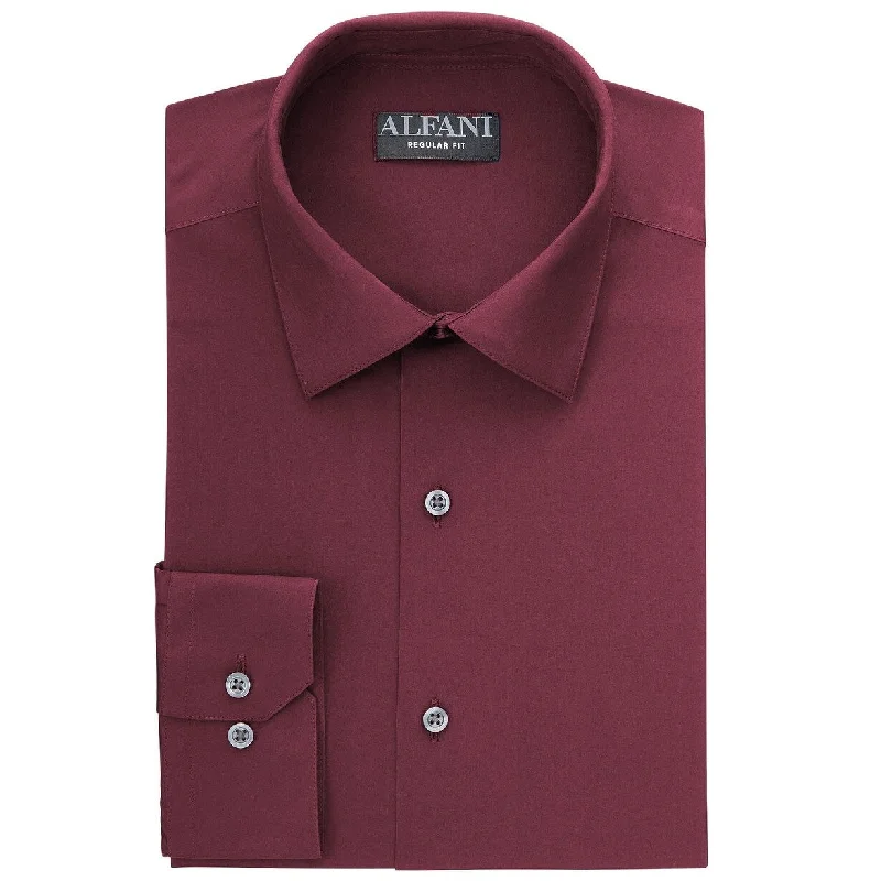 Alfani Men's Solid Dress Shirt Burgundy Size 14x32-33