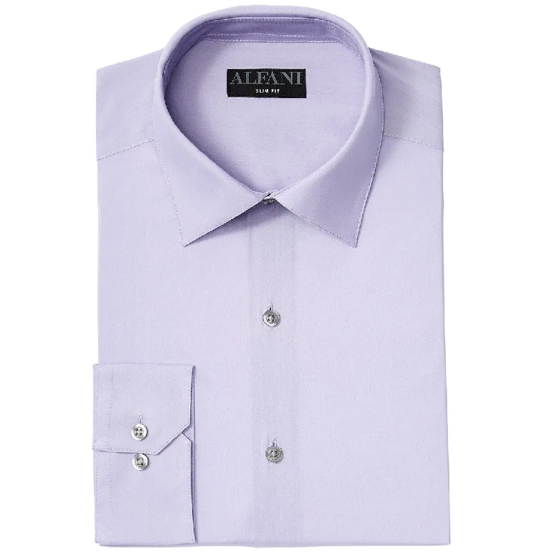 Alfani Men's Stretch Easy-Care Solid Dress Shirt Lilac Size 14x32-33