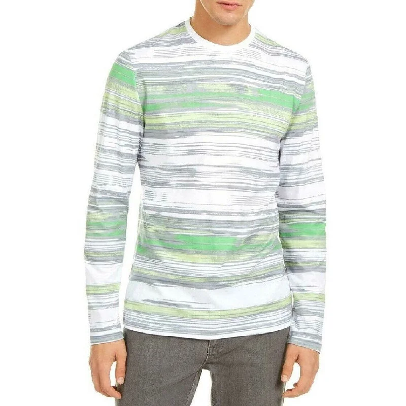 Alfani Men's Stripe T-Shirt Green Size Medium