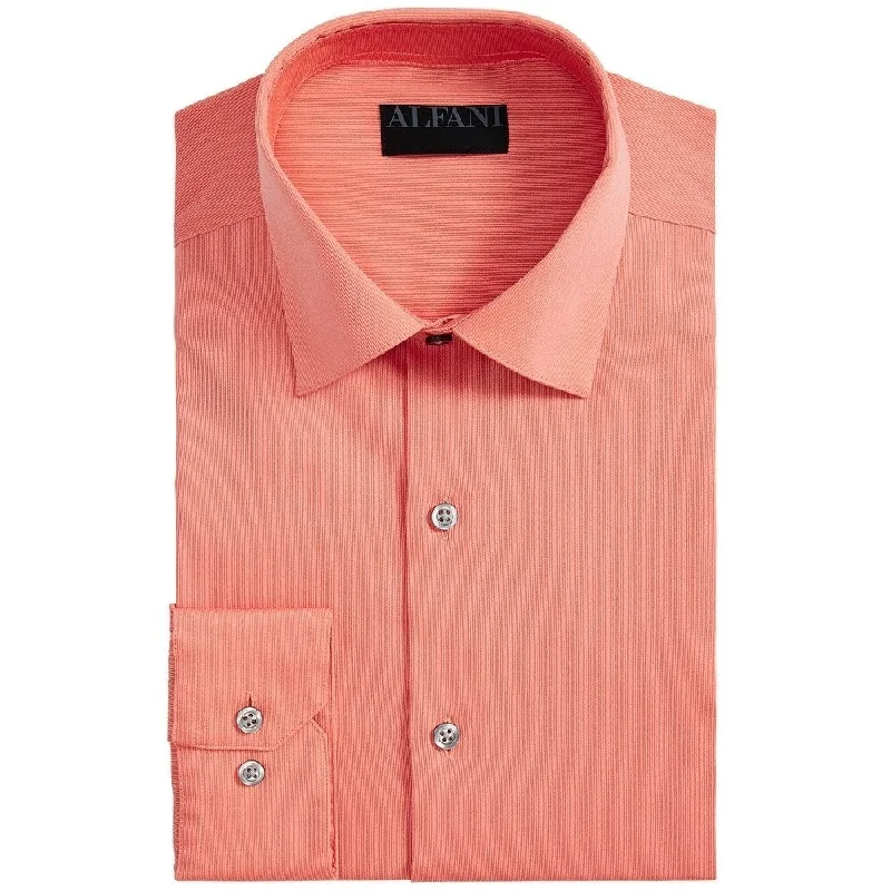 AlfaTech by Alfani Men's Bedford Cord Dress Shirt Orange Size 15x34-35