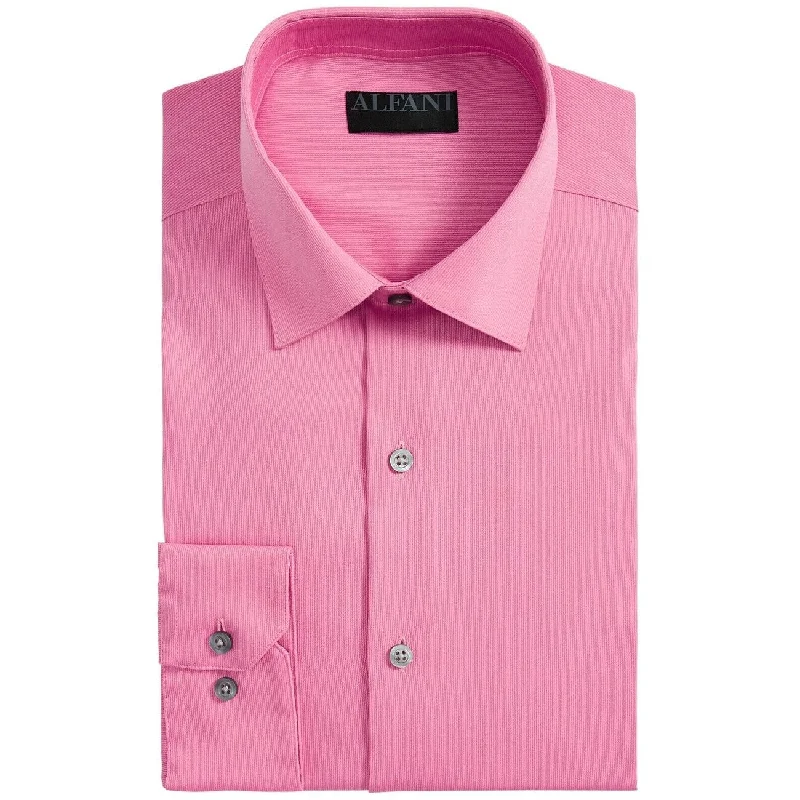 AlfaTech by Alfani Men's Bedford Cord Regular Fit Dress Shirt Pink Size 16-16.5x34-35