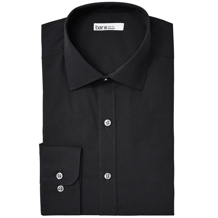 Bar III Men's Slim-Fit Stretch Dress Shirt Black Size 32-33