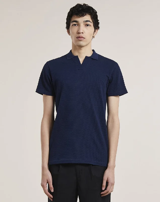 EINAR TEXTURED MENS T-SHIRT | NAVY