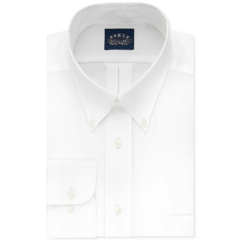 Eagle Men's Classic-Fit Stretch Collar Non-Iron Solid Dress Shirt White Size 34-35