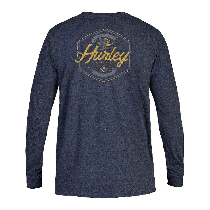 Hurley Men's Time & Time Again Long Sleeve T-Shirt Blue Size XX-Large