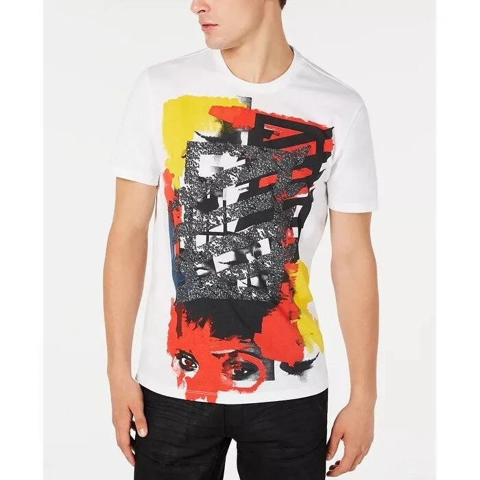 INC International Concepts Men's Abstract Graphic T-Shirt White Size Medium