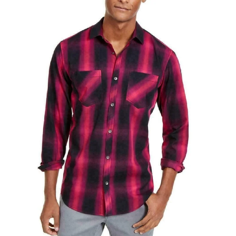 International Concepts Men's Leo Plaid Shirt Pink Size Extra Large - X-Large