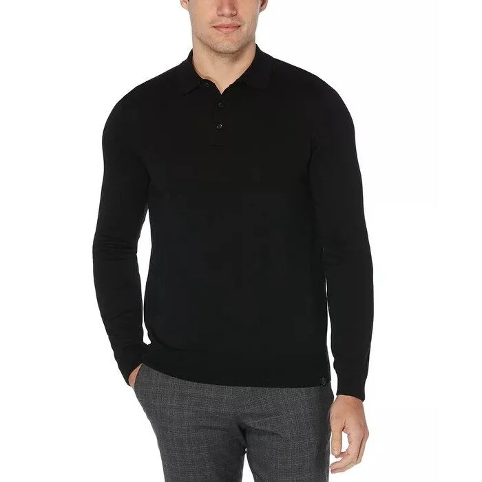 Kenneth Cole Men's Solid Long Sleeve Henley Black Size Small