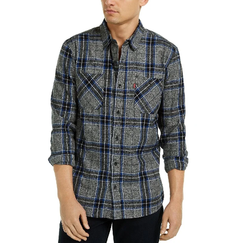 Levi's Men Crance Plaid Flannel Shirt Gray Size XX-Large