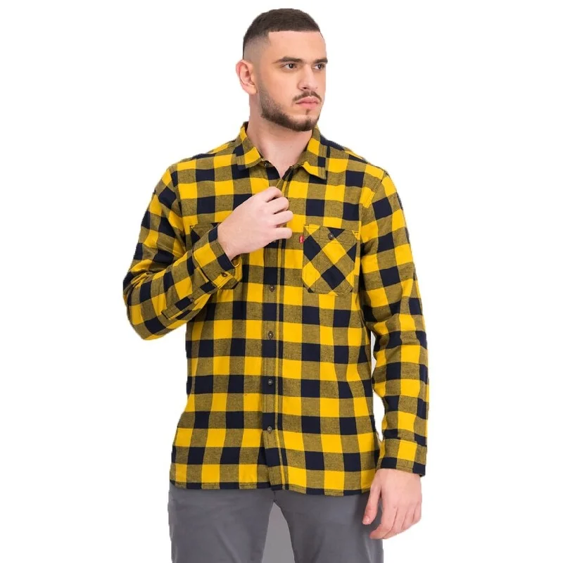 Levi's Men's Buffalo Plaid Flannel Shirt Yellow Size Large