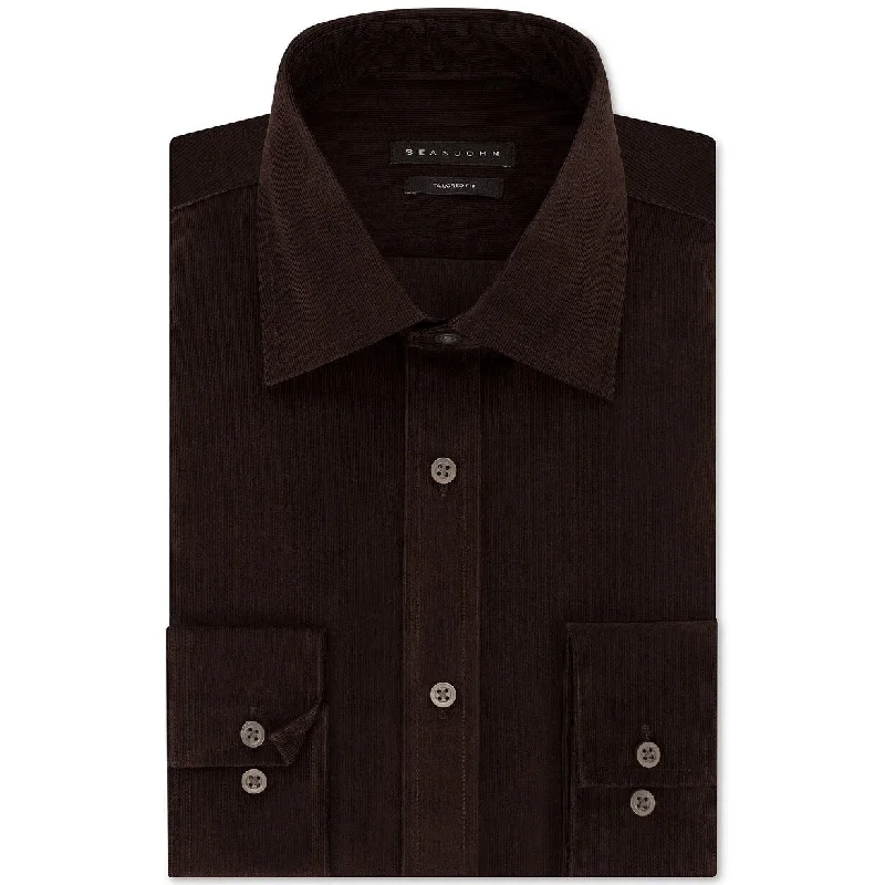 Sean John Men's Classic/Regular Fit Solid Dress Shirt Brown Size 34X35