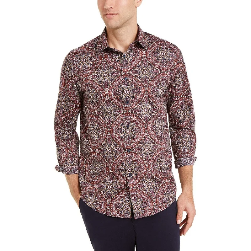 Tasso Elba Men's Kaleidoscope Print Shirt Red Size Extra Large