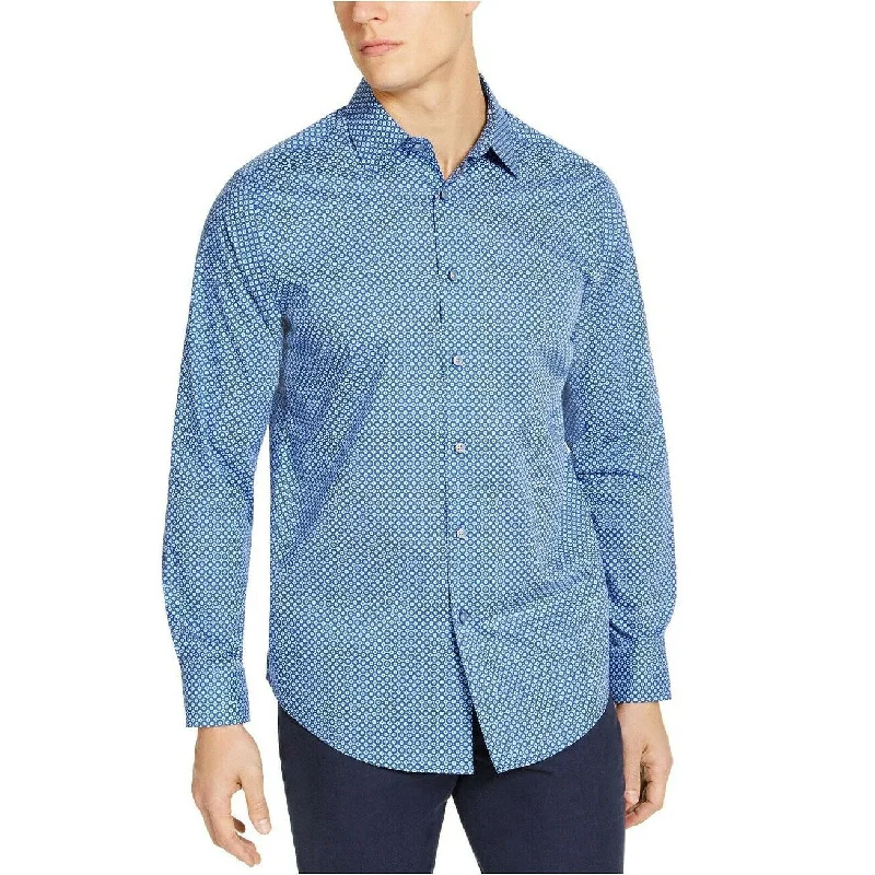 Tasso Elba Men's Marcello Printed Shirt Blue Size Extra Large