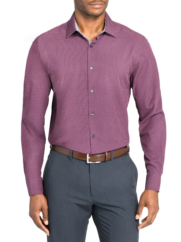 Burgundy Dot Performance Dress Shirt