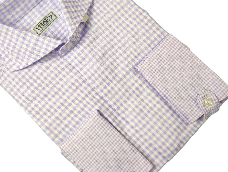 Spread Collar | Lavender Check | French Cuff Shirt