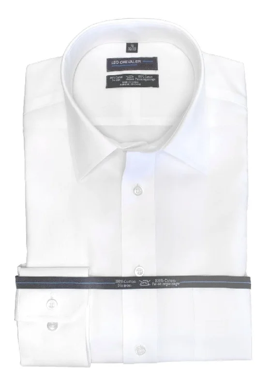 Leo Chevalier 100% Cotton Non-Iron White Dress Shirt Tall Fit - 225170/QT 0137