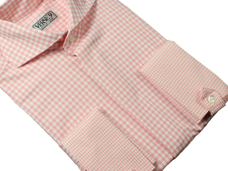 Spread Collar | Pink Check | French Cuff Shirt