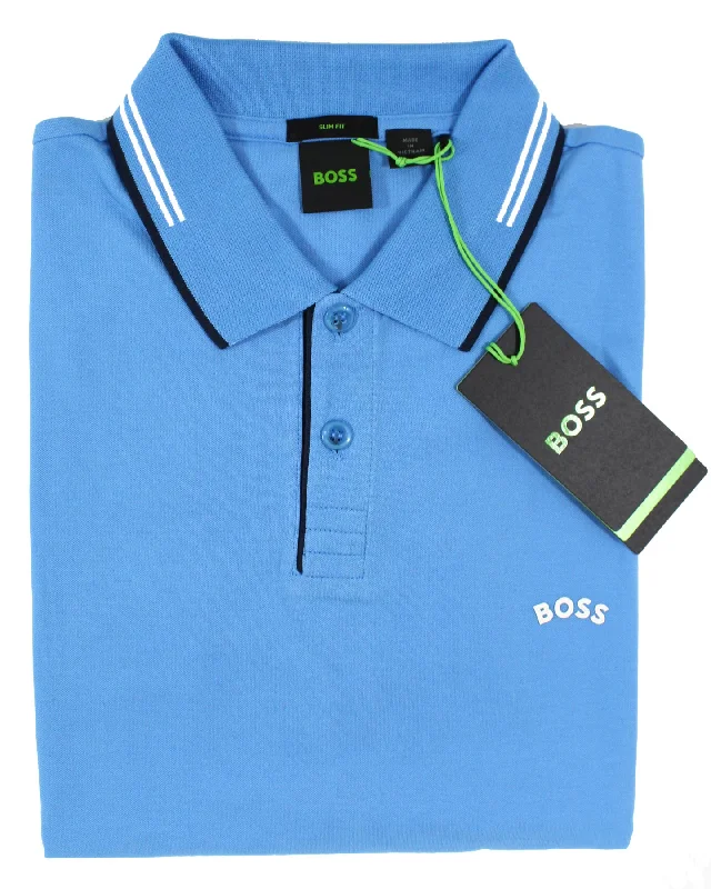 Hugo Boss Polo Shirt Slim Fit Blue - Stretch Cotton L