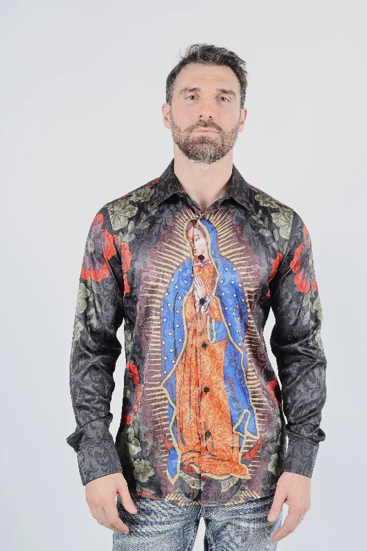 Mens Jacquard Fabric Modern Fit GUADALUPE Print Shirt