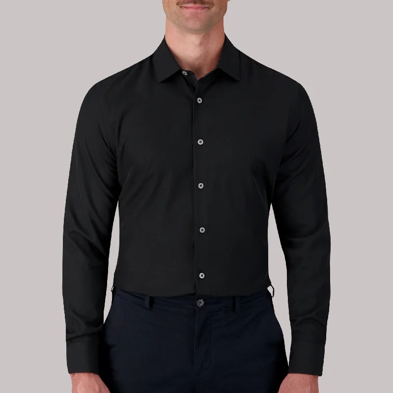 Long Sleeve 4-Way Stretch Dress Shirt in Black