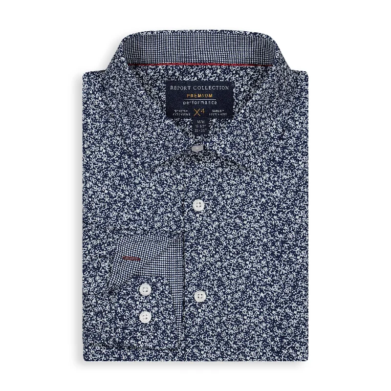 Navy Floral Performance Shirt