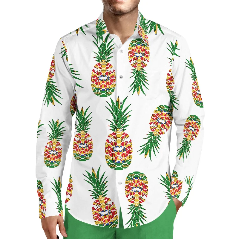 TMMG LUXURY HAITIAN FLAG PINEAPPLE ALL OVER DRESS SHIRT