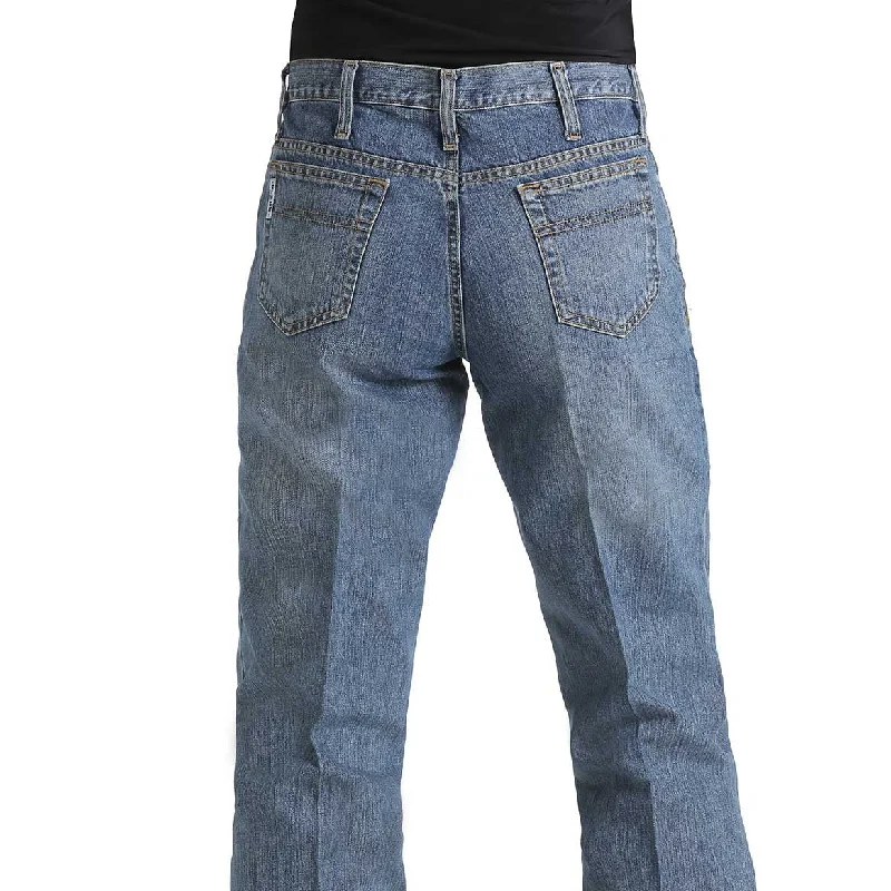 Cinch Men's White Label Relaxed Straight Jean in Medium Stonewash