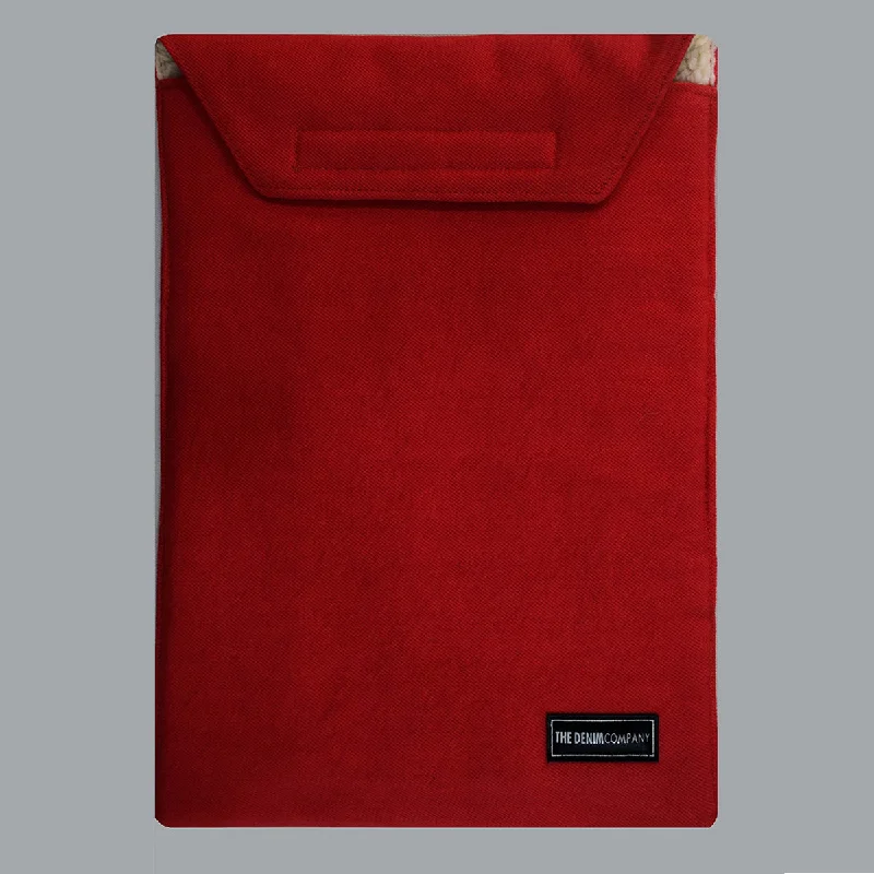 Denim Laptop Sleeve Velcro (Red)