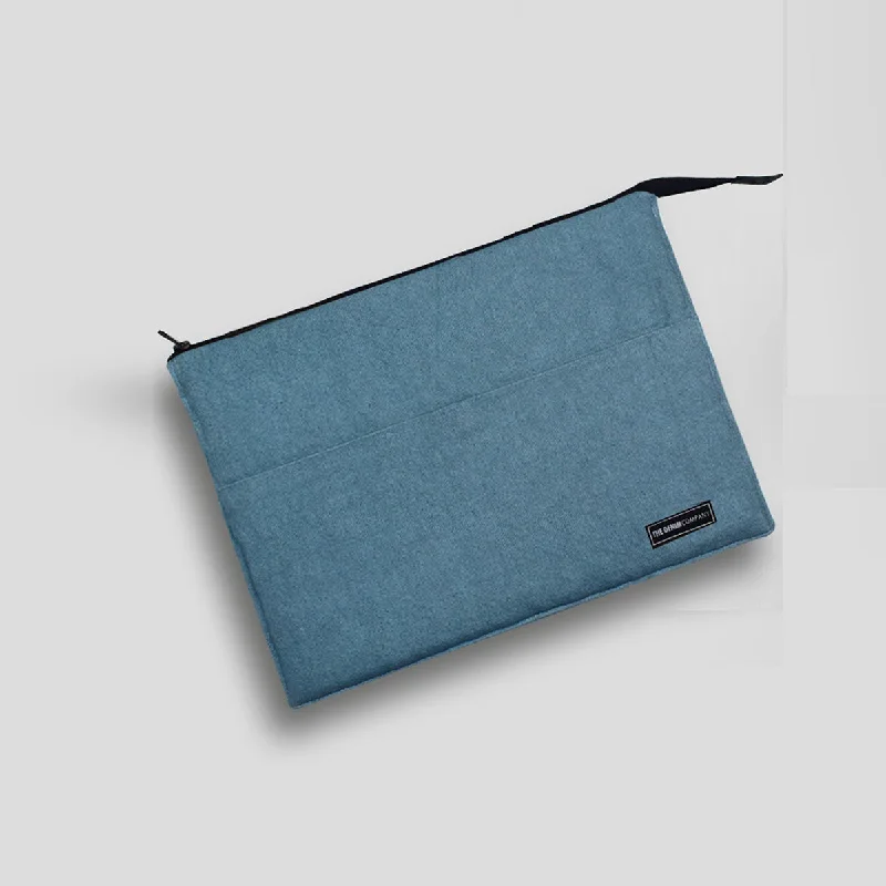 Denim Laptop Sleeve with Zipper Style (Teal Blue)