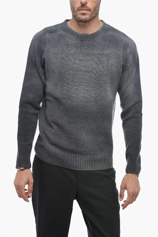 Altea Crew Neck Cashmere Blend Sweater with Degradè Bottom