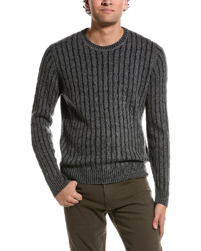 Amicale Cashmere Plaited Cable Cashmere Crewneck Sweater