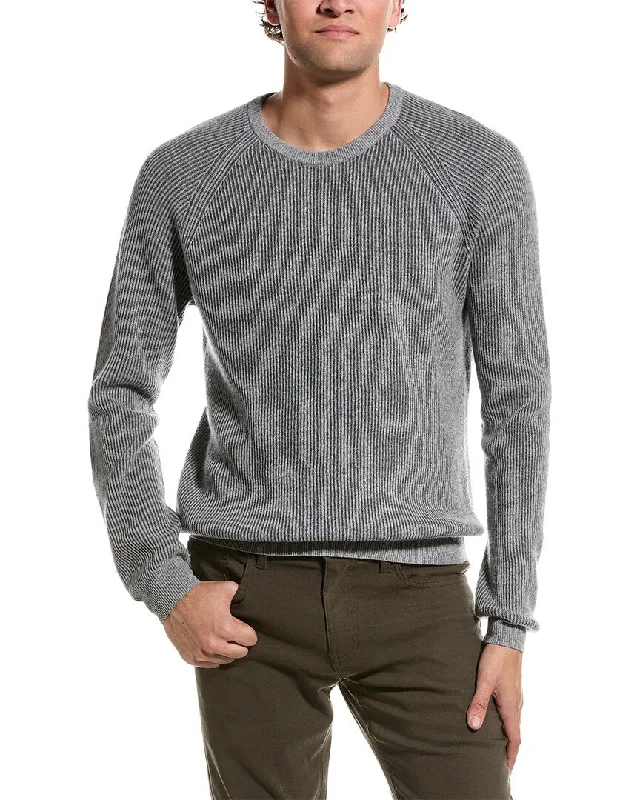 Amicale Cashmere Plaited Rib Raglan Cashmere Crewneck Sweater