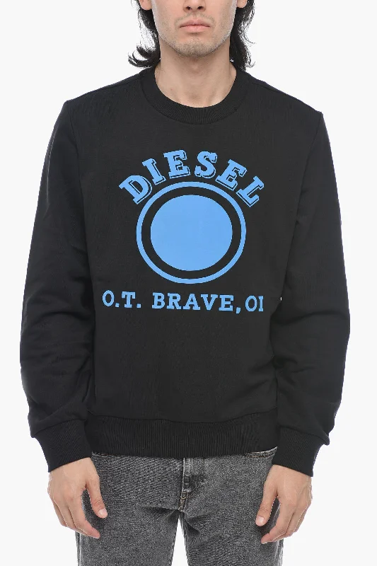 Diesel Felpa Girocollo S-GINN-K35 In Cotone Garzato Con Stampa Logo