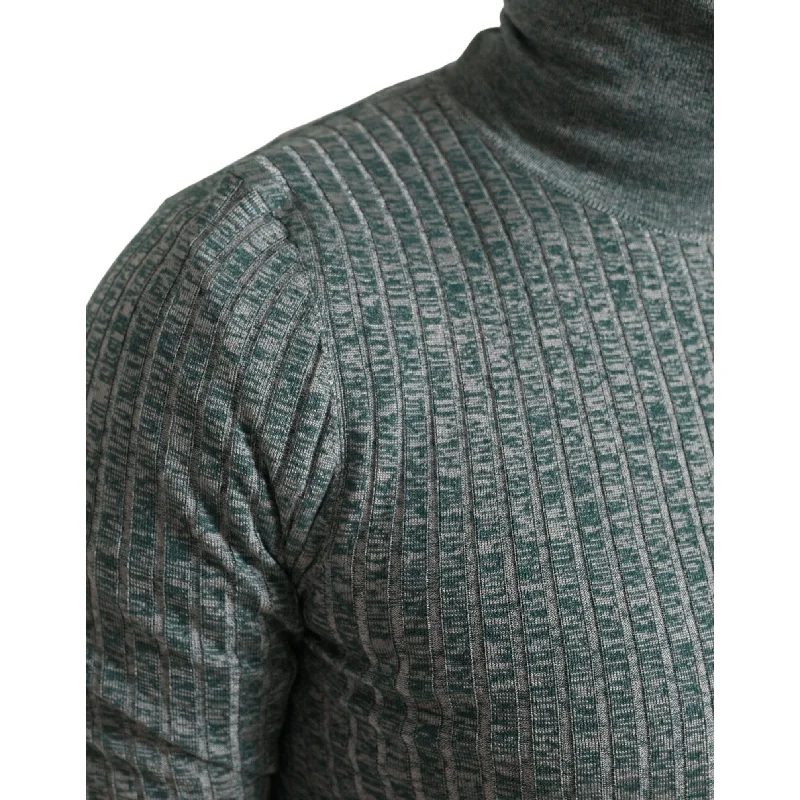 Dolce & Gabbana Elegant Green Turtleneck Pullover Men's Sweater