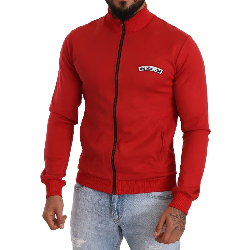 Dolce & Gabbana Elegant Red Full Zip Sweater with DG Motor Club Men's Motif