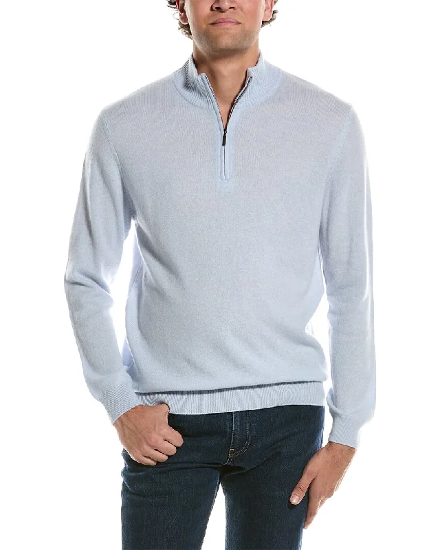 Forte Cashmere Mock Neck Cashmere 1/4-Zip Sweater