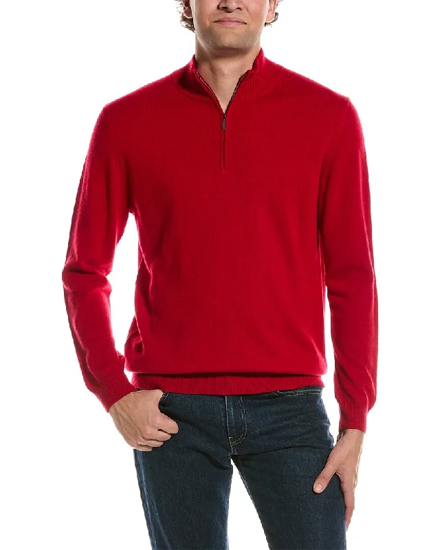 Forte Cashmere Mock Neck Cashmere 1/4-Zip Sweater