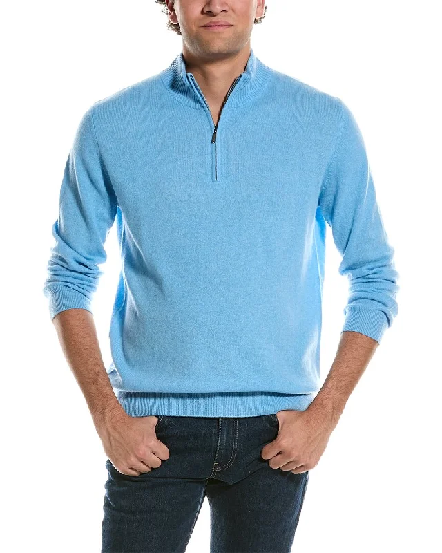 Forte Cashmere Mock Neck Cashmere 1/4-Zip Sweater