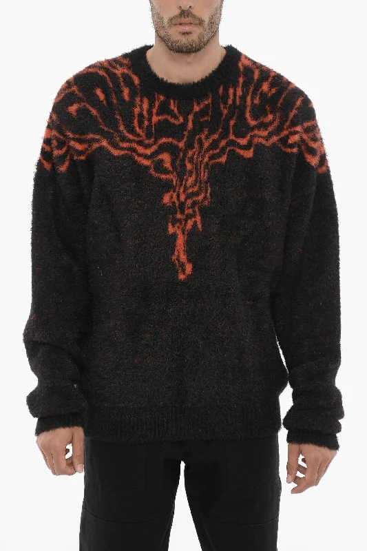 Marcelo Burlon Nylon Crew-Neck Swater with Contrast Embroidery