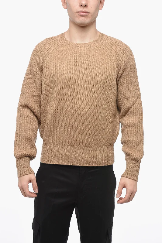 Neil Barrett Wool Blend Chunky Fit PIERCED Sweater with Raglan Sleeves